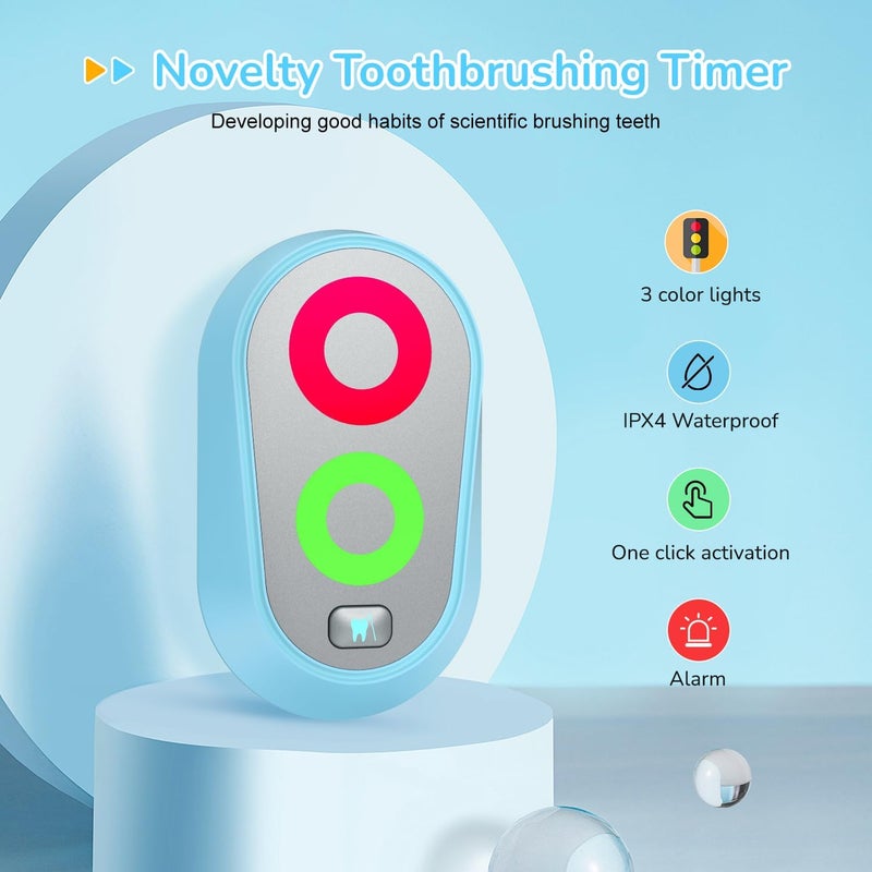 Ferriswheel Toothbrush Timer for Kids 2 to 3 Minutes, Funny Novelty Gift for Kids Adults, Magnetic Waterproof Timer with Color Lights in Bathroom for Children Training Coach (Blue) - Image 2